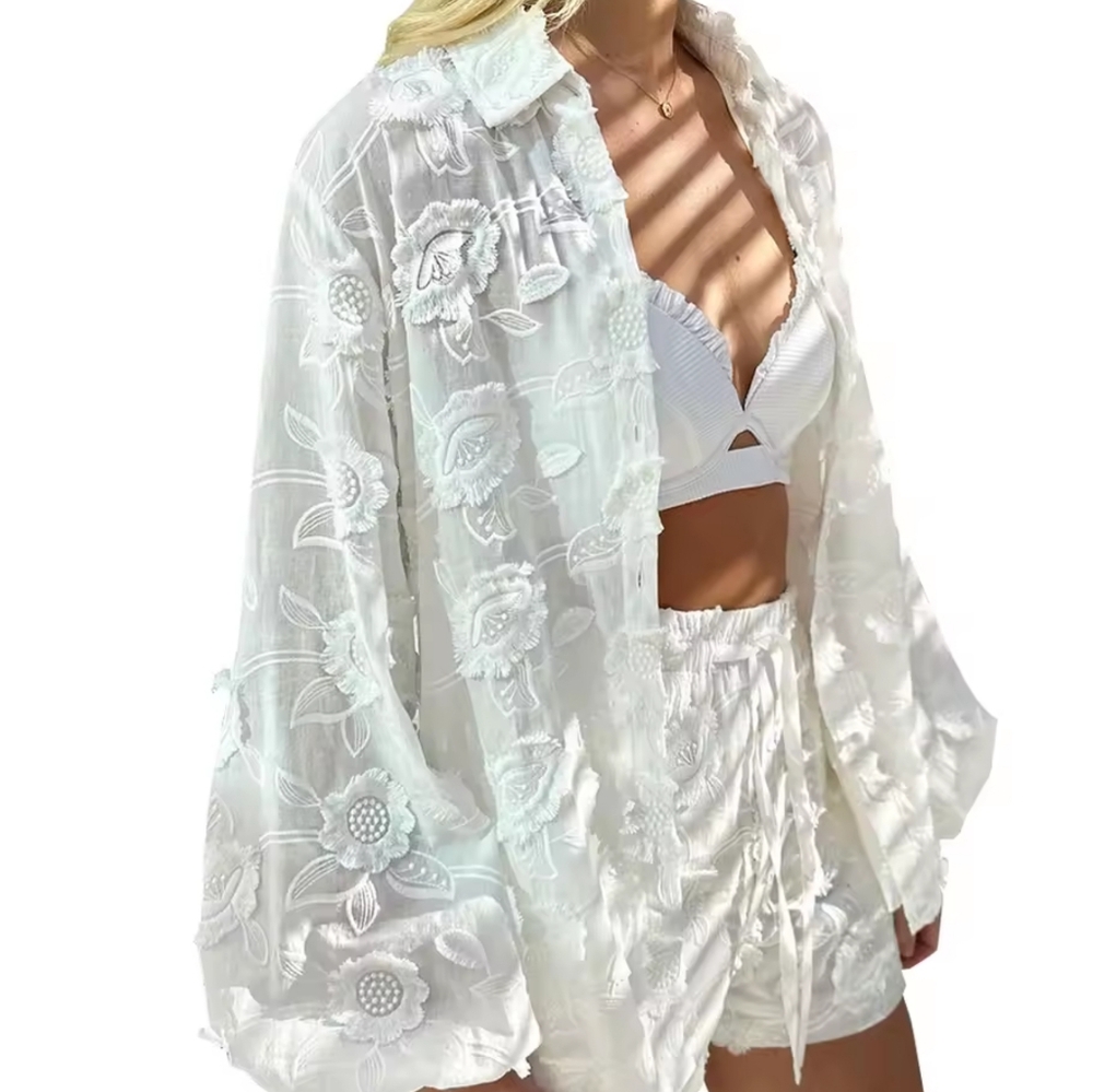 White Floral Embroidered Set - Picture 7 of 7
